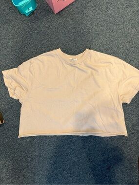 perfectwhitetee Beige Cropped Crew Tee